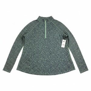 Greyson Women UV Mock Quarter Zip Pullover Floral Dark Leaf Green XL UT0016-DLG